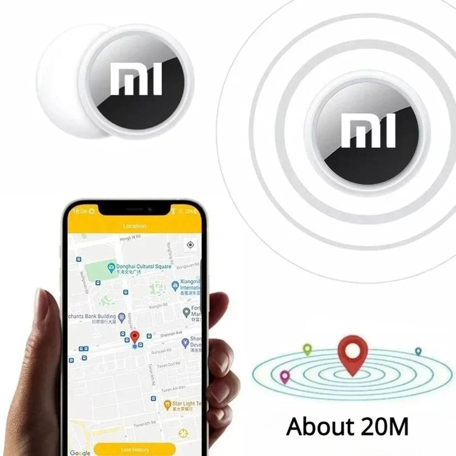 Airtag Xiaomi Blanco + Llavero negro. Envío Gratis!